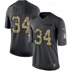 Mens Nike Chicago Bears 34 Walter Payton Limited Black 2016 Salute to Service NFL Jersey