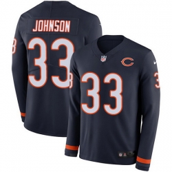 Nike Bears 33 Jaylon Johnson Navy Blue Team Color Men Stitched NFL Limited Therma Long Sleeve Jersey