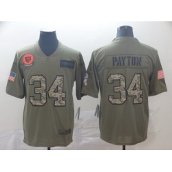 Nike Bears 34 Walter Payton 2019 Olive Camo Salute To Service Limited Jersey