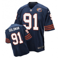 Nike Bears #91 Eddie Goldman Navy Blue Throwback Mens Stitched NFL Elite Jersey