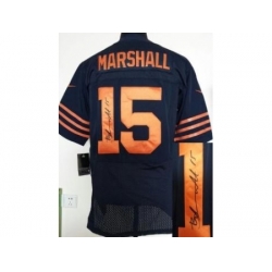 Nike Chicago Bears 15 Brandon Marshall Blue Elite Orange Number Signed NFL Jersey