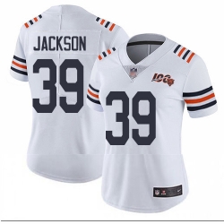 Bears 39 Eddie Jackson White Alternate Women Stitched Football Vapor Untouchable Limited 100th Season Jersey