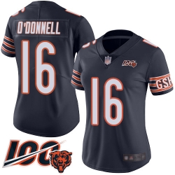 Women Chicago Bears 16 Pat ODonnell Navy Blue Team Color 100th Season Limited Football Jersey