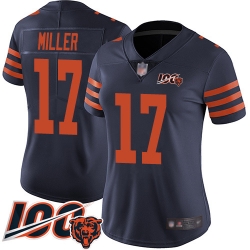 Women Chicago Bears 17 Anthony Miller Limited Navy Blue Rush Vapor Untouchable 100th Season Football Jersey