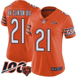 Women Chicago Bears 21 Ha Ha ClintonDix Orange Alternate 100th Season Limited Football Jersey