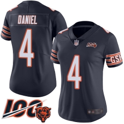 Women Chicago Bears 4 Chase Daniel Navy Blue Team Color 100th Season Limited Football Jersey