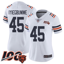 Women Chicago Bears 45 Joel Iyiegbuniwe White 100th Season Limited Football Jersey