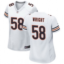 Women Chicago Bears 58 Darnell Wright White 2023 Draft Stitched Game Jersey