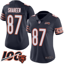 Women Chicago Bears 87 Adam Shaheen Navy Blue Team Color 100th Season Limited Football Jersey