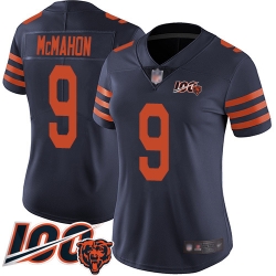 Women Chicago Bears 9 Jim McMahon Limited Navy Blue Rush Vapor Untouchable 100th Season Football Jersey 