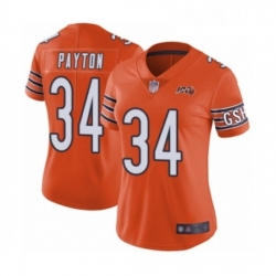 Womens Chicago Bears 34 Walter Payton Orange Alternate 100th Season Limited Football Jersey