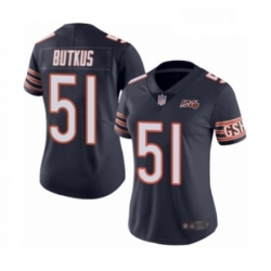 Womens Chicago Bears 51 Dick Butkus Navy Blue Team Color 100th Season Limited Football Jersey