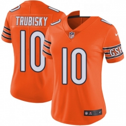 Womens Nike Chicago Bears 10 Mitchell Trubisky Limited Orange Rush Vapor Untouchable NFL Jersey