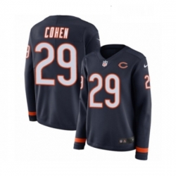 Womens Nike Chicago Bears 29 Tarik Cohen Limited Navy Blue Therma Long Sleeve NFL Jersey