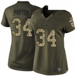 Womens Nike Chicago Bears 34 Walter Payton Elite Green Salute to Service NFL Jersey