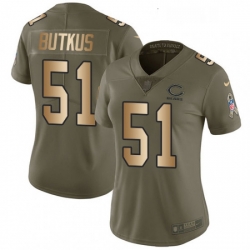 Womens Nike Chicago Bears 51 Dick Butkus Limited OliveGold Salute to Service NFL Jersey