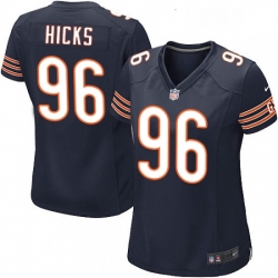 Womens Nike Chicago Bears 96 Akiem Hicks Game Navy Blue Team Color NFL Jersey