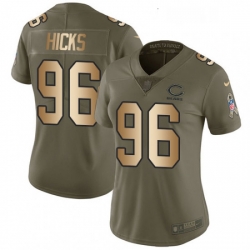 Womens Nike Chicago Bears 96 Akiem Hicks Limited OliveGold Salute to Service NFL Jersey