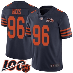 Youth Chicago Bears 96 Akiem Hicks Limited Navy Blue Rush Vapor Untouchable 100th Season Football Jersey