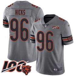 Youth Chicago Bears 96 Akiem Hicks Limited Silver Inverted Legend 100th Season Football Jersey