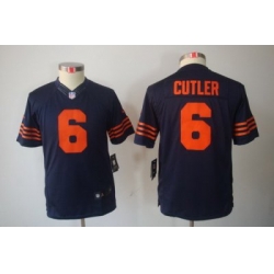 Youth Nike Chicago Bears 6# Jay Cutler Blue LIMITED Jerseys(Orange Number)