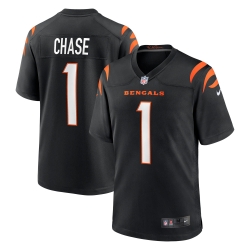 Men Cincinnate Bengals Ja'Marr Chase 1 Black Vapor Limited Jersey