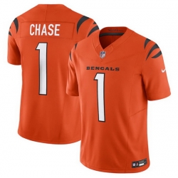 Men Cincinnati Bengals 1 Ja Marr Chase Orange 2023 F.U.S.E. Vapor Untouchable Limited Stitched Jersey