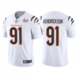 Men Cincinnati Bengals 91 Trey Hendrickson 2022 White Super Bowl LVI Vapor Limited Stitched Jersey