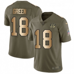 Mens Nike Cincinnati Bengals 18 AJ Green Limited OliveGold 2017 Salute to Service NFL Jersey