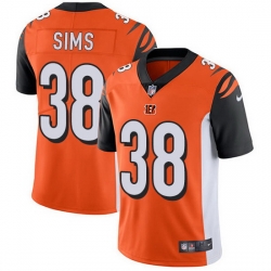 Nike Bengals 38 LeShaun Sims Orange Alternate Men Stitched NFL Vapor Untouchable Limited Jersey