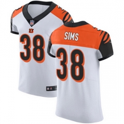 Nike Bengals 38 LeShaun Sims White Men Stitched NFL New Elite Jersey