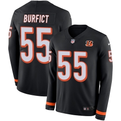 Nike Bengals #55 Vontaze Burfict Black Team Color Men Stitched NFL Limited Therma Long Sleeve Jersey