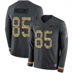 Nike Bengals 85 Tee Higgins Anthracite Salute to Service Men Stitched NFL Limited Therma Long Sleeve Jersey