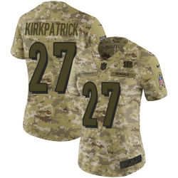 Nike Bengals #27 Dre Kirkpatrick Camo Women Stitched NFL Limited 2018 Salute to Service Jersey