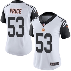 Nike Bengals #53 Billy Price White Womens Stitched NFL Limited Rush Jersey