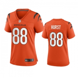 Women Cincinnati Bengals 88 Hayden Hurst Orange Stitched Game Jersey