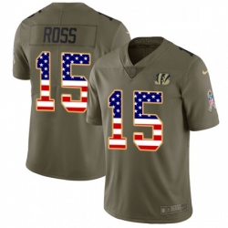 Youth Nike Cincinnati Bengals 15 John Ross Limited OliveUSA Flag 2017 Salute to Service NFL Jersey