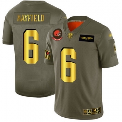 Browns 6 Baker Mayfield Camo Gold Men Stitched Football Limited 2019 Salute To Service Jersey