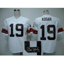 Cleveland Browns 19 Bernie Kosar White Throwback M&N Signed NFL Jerseys