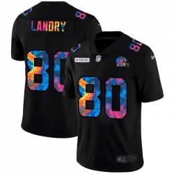 Cleveland Browns 80 Jarvis Landry Men Nike Multi Color Black 2020 NFL Crucial Catch Vapor Untouchable Limited Jersey