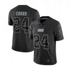 Men Cleveland Browns 24 Nick Chubb Black Reflective Stitched Jersey