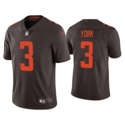 Men Cleveland Browns 3 Cade York Brown Vapor Untouchable Limited Stitched Jersey