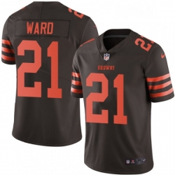 Mens Nike Cleveland Browns 21 Denzel Ward Elite Brown Rush Vapor Untouchable NFL Jersey