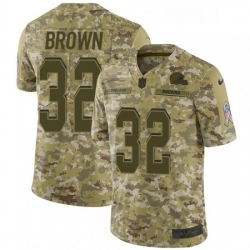 Mens Nike Cleveland Browns 32 Jim Brown Limited Camo 2018 Salute to Service NFL Jersey