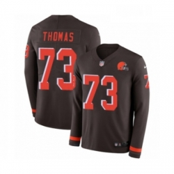 Mens Nike Cleveland Browns 73 Joe Thomas Limited Brown Therma Long Sleeve NFL Jersey