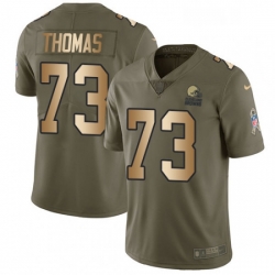 Mens Nike Cleveland Browns 73 Joe Thomas Limited OliveGold 2017 Salute to Service NFL Jersey