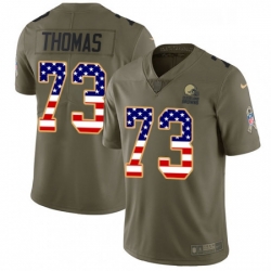 Mens Nike Cleveland Browns 73 Joe Thomas Limited OliveUSA Flag 2017 Salute to Service NFL Jersey