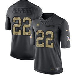 Nike Browns #22 Jabrill Peppers Black Mens Stitched NFL Limited 2016 Salute to Service Jersey