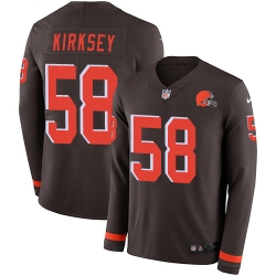 Nike Browns #58 Christian Kirksey Brown Team Color Men Stitched NFL Limited Therma Long Sleeve Jersey