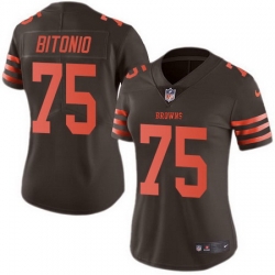 Nike Browns 75 Joel Bitonio Brown Womens Stitched NFL Limited Rush Jersey